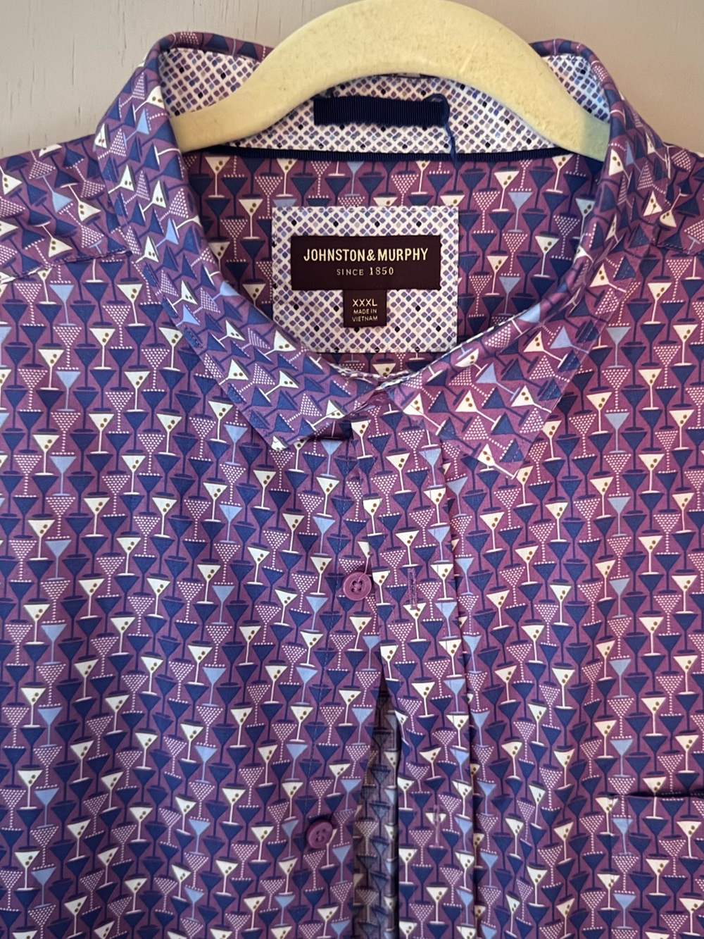 Johnston & Murphy Purple Geometric Print Button-Down Shirt
